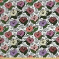 thumbnail image 1 of Floral Fabric by the Yard Upholstery, Image of Spring Pattern with Hibiscus Flowers and Calligraphic Elements, Decorative Fabric for DIY and Home Accents, White and Multicolor by Ambesonne, 1 of 4