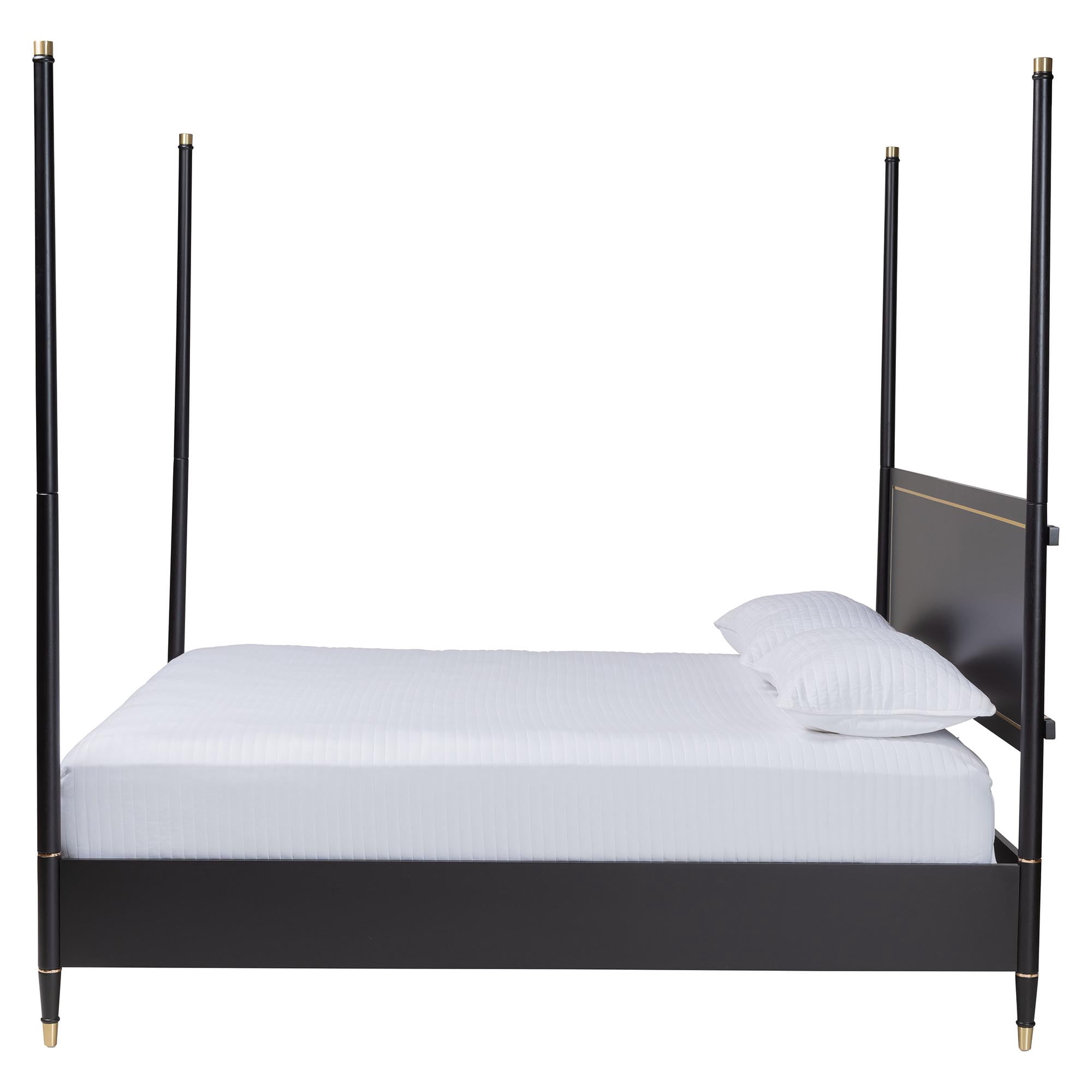 Baxton Studio Four-Poster Art-Deco Platform Bed, King, Black