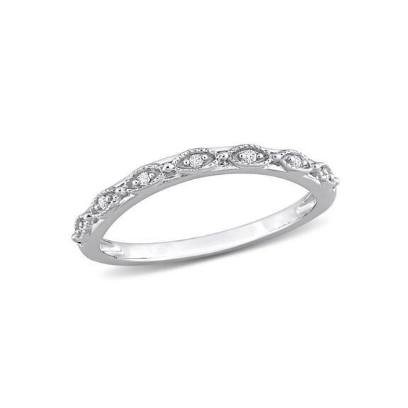 Gem & Harmony Diamond Accent Semi-Eternity Wedding Band Ring in 14K White Gold for Women
