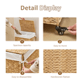 thumbnail image 4 of 100L 2-Section Laundry Hamper with Lid and Wheels, Woven Natural Water Hyacinth Rolling Laundry Hamper, 4 of 8