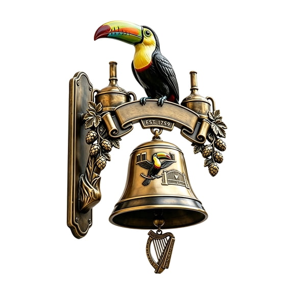 DVKOVI Vintage Resin Toucan Wall Mounted Decorative Bells Hanging Door Bell for Porch Patio Garden Entryway Decor