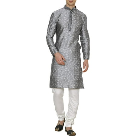 

Royal Kurta Mens Jacquard Silk Kurta(Only Kurta) (40 Silver)