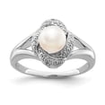 thumbnail image 6 of 925 Sterling Silver Rhodium-Plated Diamond and Freshwater Cultured Pearl Ring Size 7, 6 of 7