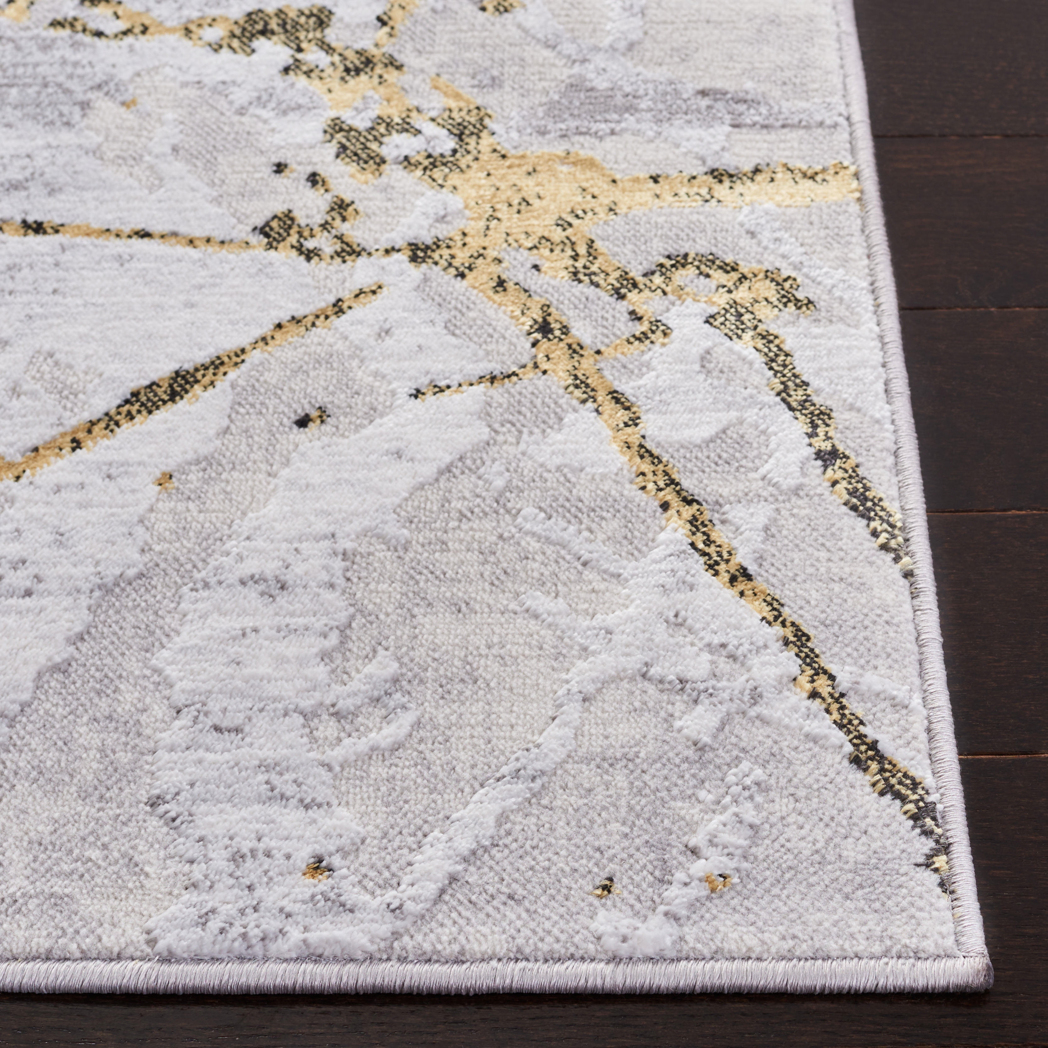 SAFAVIEH Amelia Pemala Abstract Area Rug, Gray/Gold, 12' x 12' Square
