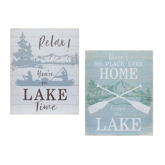Melrose Lake Life Sentiment Rectangular Wall Sign - 20" - Set of 2