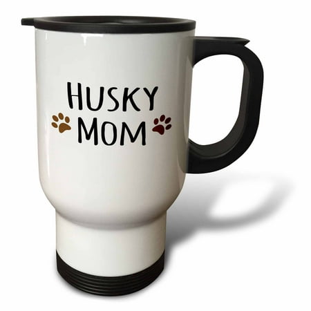 

Siberian Husky Dog Mom - Doggie by breed - brown muddy paw prints - doggy lover pet owner mama love 14oz Stainless Steel Travel Mug tm-154136-1