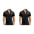 thumbnail image 4 of Minnieouse Camisa de mezclilla delgada para hombre, manga corta, estilo americano, cierre de botones, ajuste muscular, ropa informal, camiseta de Type7 NO7, 4 of 6
