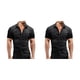 thumbnail image 1 of Qarigey Camisa de mezclilla para hombre bolsillos Pantalones vaqueros delgados Manga corta Estilo americano Moda Casual Camiseta de Gris oscuro L 2piezas, 1 of 6