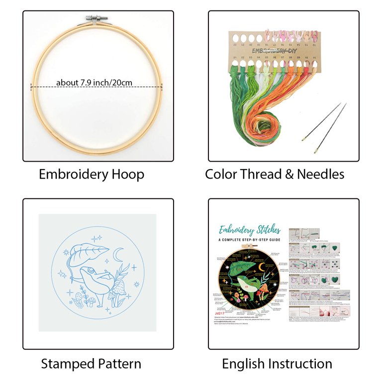Windspeed 5 Pack Mushroom Embroidery Kit – Cross Stitch Kits For Adults With Hoop, Needles, Threads, Patterns & Instructions