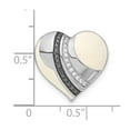 thumbnail image 3 of Sterling Silver w/ Black Rhodium White & Enamel CZ Heart Chain Slide Pendant Charm, 3 of 4