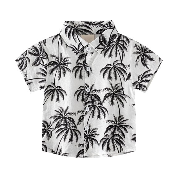 Zwiiyzr Button Down Shirts for Kids Boys Short Sleeve Graphic T-Shirt Printed Summer Tops for 3-8 Years Multicolor