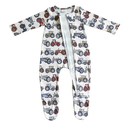

Infant Boutique Long Sleeve Baby Onesies Bodysuits Baby Boy Girl s Romper Zipper Farm Truck Cute Toddler Sleep Wear Newborn