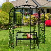 Dextrus Charming Birdcage-Shaped Garden Arch Arbors, Ideal for Outdoor Climbing Plants, Wedding Celebrations, Metal Garden Arbor for Patio and Backyard (Black)-81.5"W x 118.11"H