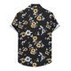 thumbnail image 3 of Camisas Vaqueras Para Hombre Camisa superior hawaiana de verano para hombre Camisa superior con estampado floral Camisa elegante con botón de cuello vuelto de manga corta (Black, L), 3 of 5