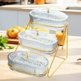 thumbnail image 6 of TISHITA Serving Platters Dried Fruit Plates 3 Tier Portable with Lid Bowls Appetizer Tray Candy Nut Dishes for Fruits Cookies grey, 6 of 8