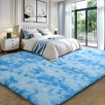 thumbnail image 4 of KIXINWA Area Rug for Bedroom Living Room, Machine Washable 4x6 Fluffy Shag Rug, Soft Plush Non Slip Carpet for Indoor Floor Bedside Nursery Girls Kids Room Dorm, Home Decor Aesthetic, Tie-Dyed Blue, 4 of 5