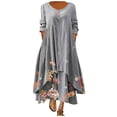 thumbnail image 2 of Robe d'Été Maxi Manches Demi-Cou Décontractée Longue Plage Boutons Robe Grande Taille Boho Robe Robe Longue Ruchée Fluide pour les Femmes, 2 of 6