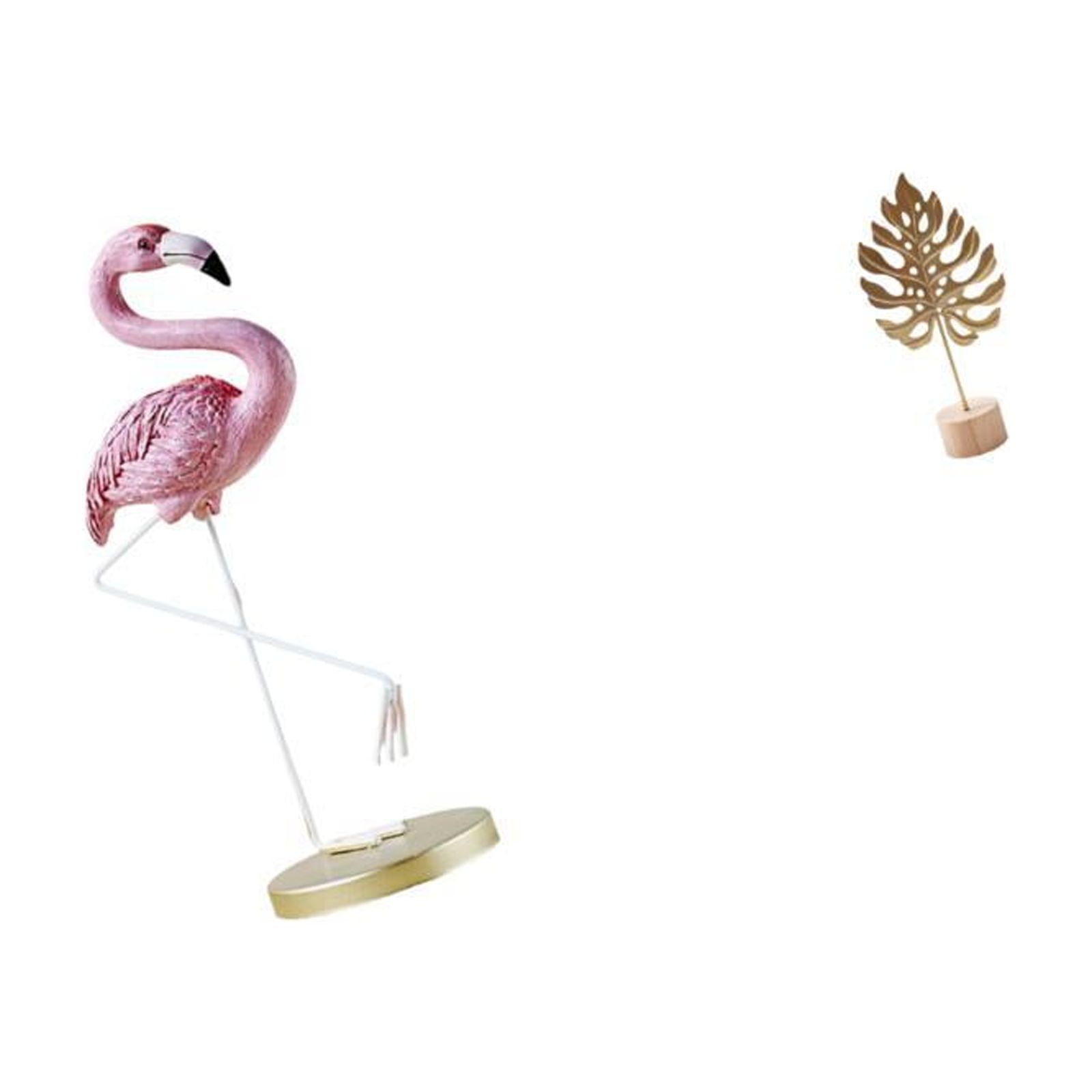 Flamingo Resin Statue Metal Leaf Sculpture Bird Figurine Artistic Resin Craft for Garden Lawn Home Decor