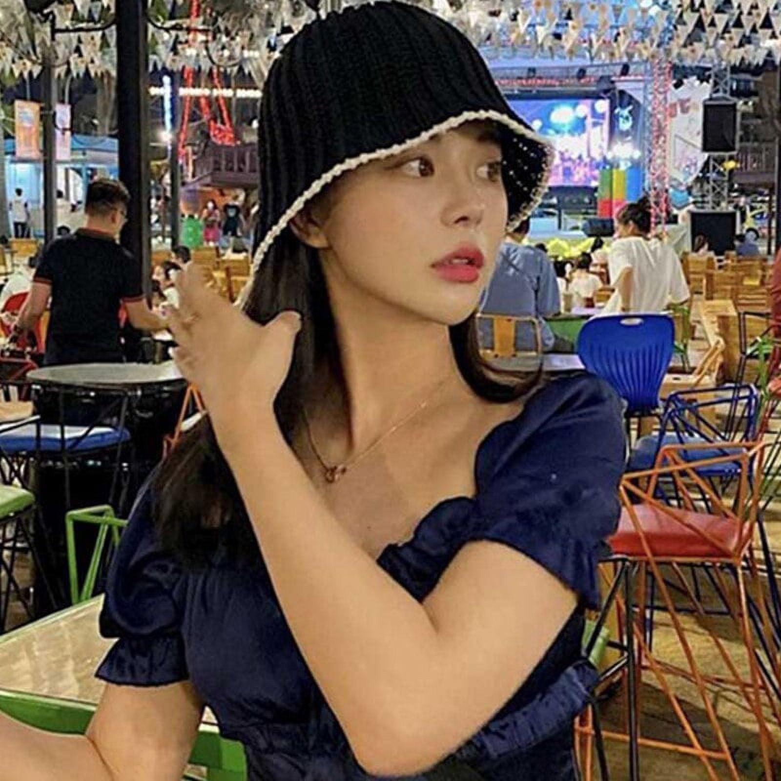 CoCopeaunts Summer Knitted Bucket Hat For Women Breathable Sun Hats Colorblock Thin Panama Bob Outdoor Ladies Foldable Fisherman Caps Bonnet