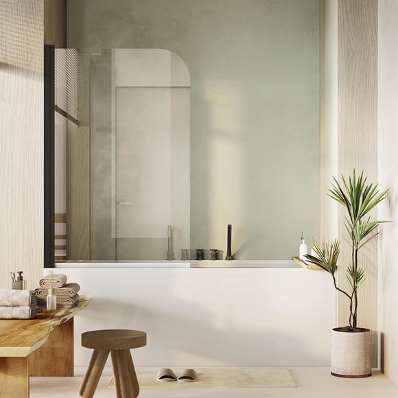 Royalbelle Frameless Tub Shower Door 32" W x 55" H, 1/4" Tempered Glass