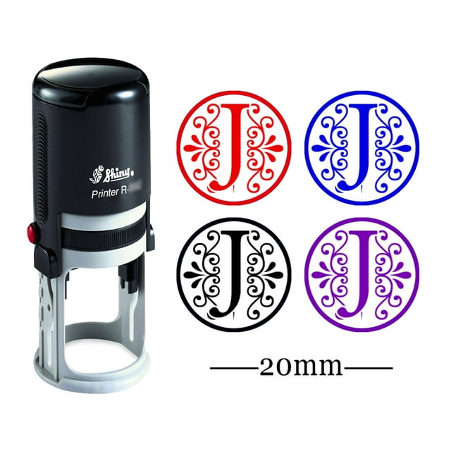 Custom A-Z Alphabet Stamp In Black Ink Monogram Round Rubber Stamp Self Inking Initial Stamp SHINY Mini Stamper 20 mm