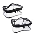 thumbnail image 3 of 2 Pack Portable Clear Makeup Bag Zipper Waterproof Cosmetics Bag Transparent Travel Storage PVC Zippered Toiletry Bag Organizers With Handle for Vacation Travel, Bathroom, 3 of 6