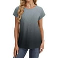 thumbnail image 3 of Besolor Summer Tunic Tops for Women Trendy Gradient Crewneck Short Sleeve Shirts Casual Ladies Going out Blouse, 3 of 6