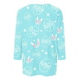thumbnail image 5 of Bowake T-Shirts de Pâques pour Femmes Été Mignons Hauts Grande Taille pour Femmes Col Rond Manches 3/4 T-Shirts Graphiques Œuf de Pâques, 5 of 5