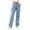 Blue2, variant on Women High Waist Elastic Waistband Jeans with Button and Pockets Denim Trousers Loose Straight Leg Comfort Fit M Size Blue