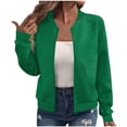 thumbnail image 5 of Women's Zip Up Cropped Jackets Casual Loose Stand Collar Lightweight Short Outwear, 5 of 9