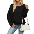 thumbnail image 2 of Bxsruta Womens Long Sleeve Tops Crew Neck Lace Patchwork Loose Casual Pullover Blouses, 2 of 8