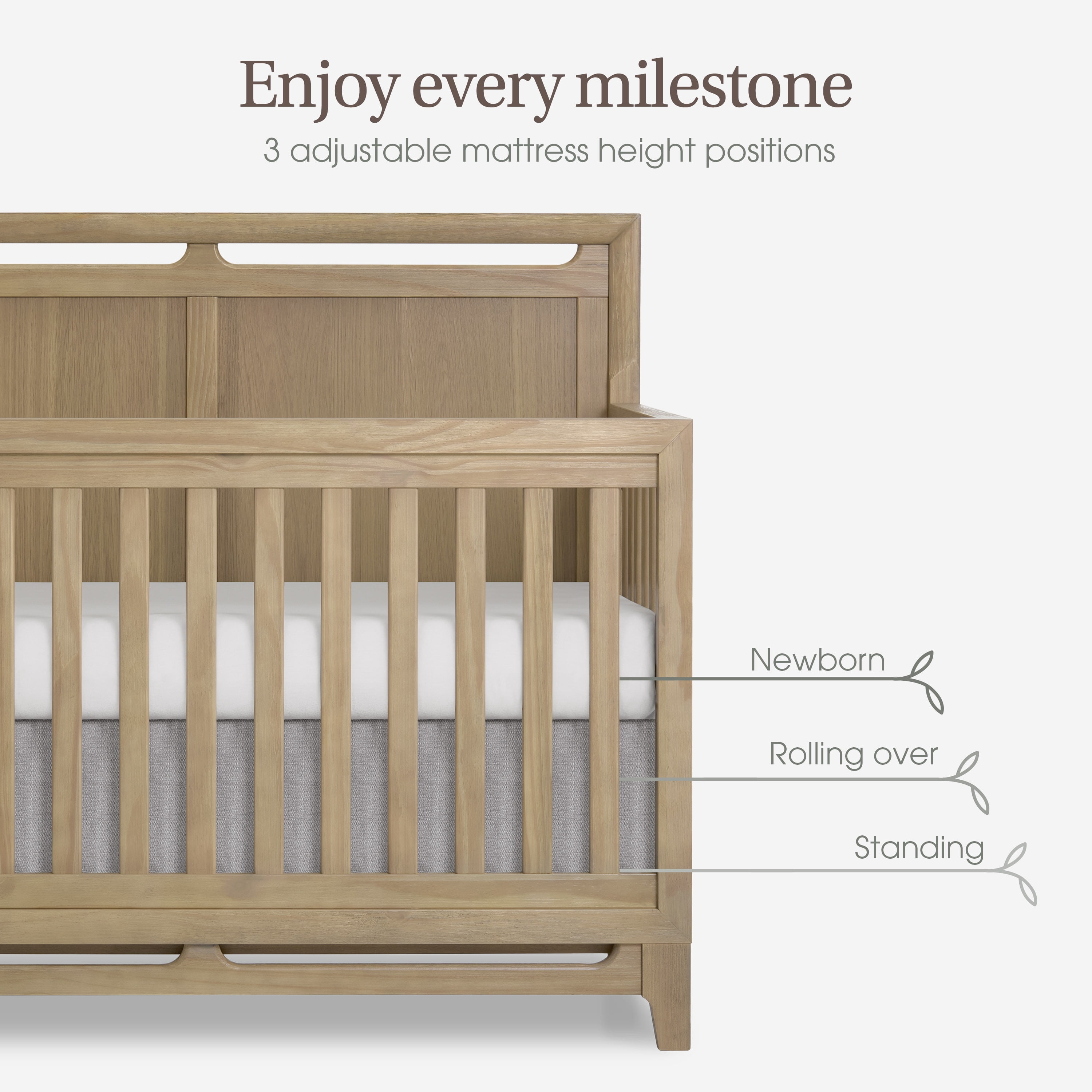 Evolur Bradford 5 in 1 Convertible Crib, Alpine Oak