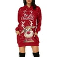 thumbnail image 2 of Chandail en Molleton de Noël pour Femmes, Cardigan à Col Rond Chaud, Veste de Mode à Capuche, Fermeture Mi-Longue, Imprimé de Vacances, Pull à Manches Longues, Pull de Noël, 2 of 6