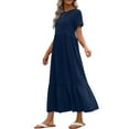 thumbnail image 3 of UVN Long Dresses for Women Summer Short Sleeve Casual Crewneck Maxi Dress with Pockets, 3 of 9