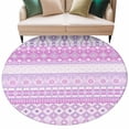 thumbnail image 2 of Round Area Rug 8 Ft, Purple Pink Boho Washable Non-Slip Circle Carpet for Living Room/Bedroom, Vintage Ethnic Tribe Abstract Art Collection Low-Profile Large Area Rugs for Indoor, 2 of 7