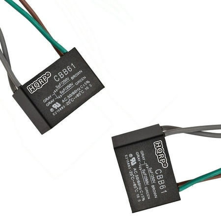 

HQRP 2-Pack Ceiling Fan Capacitor CBB61 5uf+5uf 4-Wire