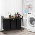 thumbnail image 3 of Danolapsi Laundry Sorter 4 Sections,Laundry Hamper with Shelf,Laundry Basket with Wheels,Cloest Storage and Organization,Clothes hamper with Table,Rolling Cart,for Bathroom,Bedroom,Restroom,Black, 3 of 7