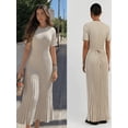 thumbnail image 5 of Cárdigan de punto liso para mujer, vestido elegante con solapa y volantes, manga larga, paquete de cadera de un solo pecho, novedad de otoño, 5 of 5