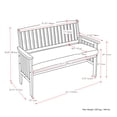 thumbnail image 2 of CorLiving Miramar Hardwood Outdoor Bench with Seat Cushion, High Slatted Back and Armrests, White/Blue, 2 of 9