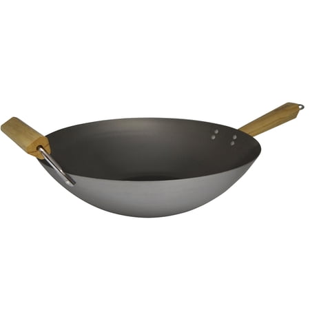 IMUSA 14in Carbon Steel Wok with Wood Handles