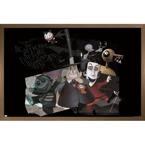 Disney Tim Burton's The Nightmare Before Christmas - Distorted Group Wall Poster, 22.375" x 34" Framed