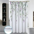thumbnail image 3 of Stall 36"x72" Watercolor Leaves Flowers Shower Curtain Set with Hooks,Green and Purple with Floral Bathroom Curtain,Modern Minimalist Waterproof Bath Curtains for Bathroom Decor, 3 of 6