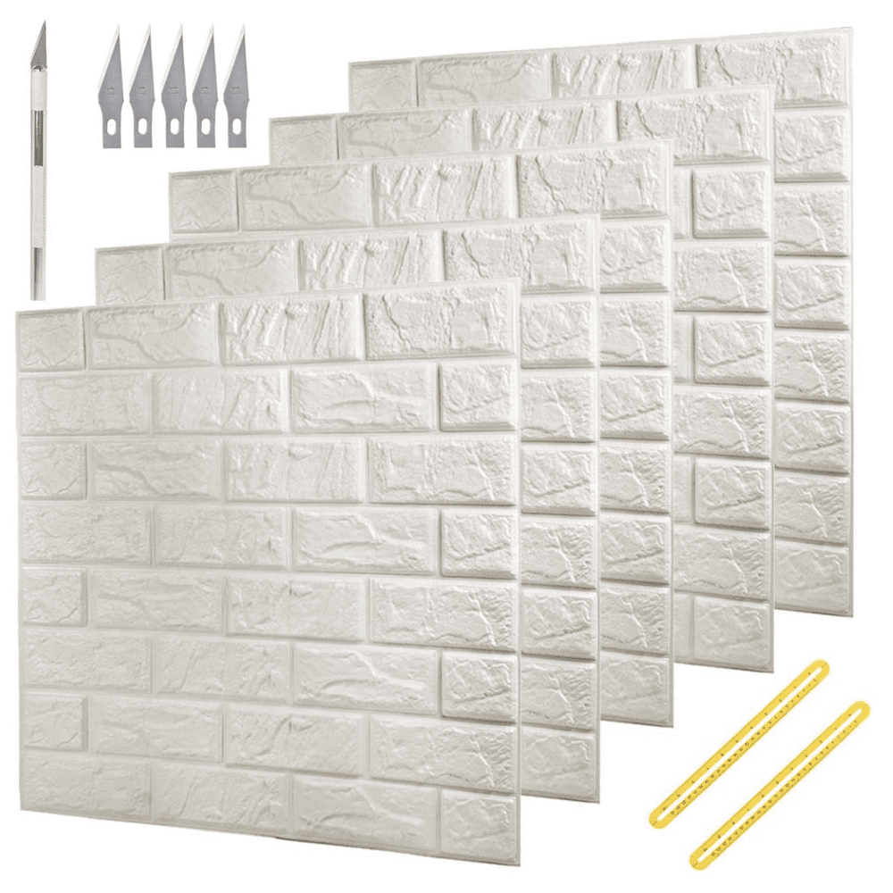 20 PCS 3D Brick White Wallpaper Peel and Stick Panels With
