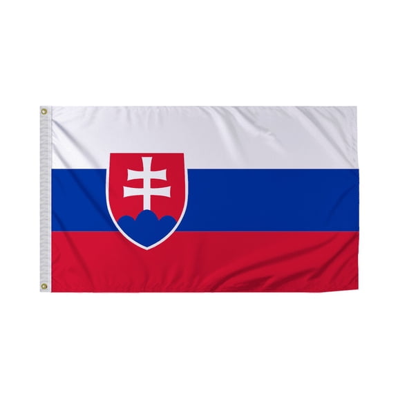 Promopatriot Small Slovakia National Desk Flag 12x18 inch 24" Wood Stick Polyester Double Stitched Edges Mini Slovakia flag on Stick
