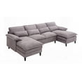 thumbnail image 4 of Modern Gray U Shaped Modular Sectional Sofa with 4 Seats and Terrycloth Fabric (107.5*51.5*35''), 4 of 13