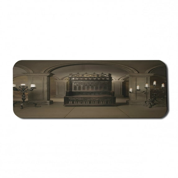 Gothic Computer Mouse Pad, Royal in Medieval Castle Renaissance Kingdom Heritage Retro Antique Photo, Rectangle Non-Slip Rubber Mousepad Large, 31" x 12" Gaming Size, Beige Brown, by Ambesonne