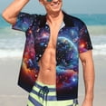 thumbnail image 5 of KLL Men's Hawaiian Shirt Short Sleeve Button Down Beach Shirts-Outer Space Floating Numbers And Letters, 5 of 5