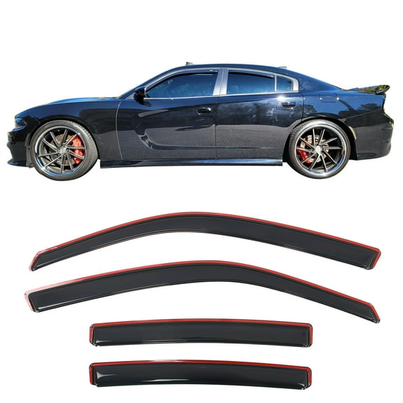 Ikon Motorsports In-Channel Window Visors Fits 2011-2023 Dodge Charger, Slim Style Side Door Rain Vent Guard Deflectors, Acrylic Smoke 4PCS