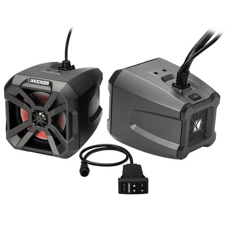 Kicker PowerCans 6.5" Powered LED Enclosures & Adapter for Polaris Ride Command