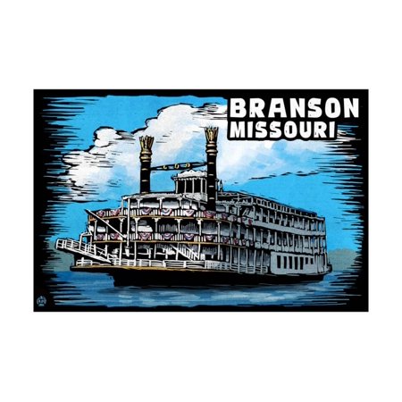 Paddle Wheeler - Branson, Missouri - Paddle Wheeler Scratchboard Print Wall Art By Lantern Press